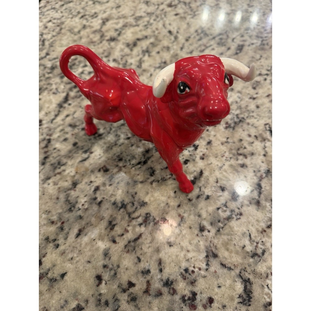 VINTAGE Mid Century Modern Red Bull Figurine Made In Japan Ceramic MCM 1950s